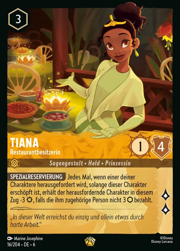 Tiana - Restaurantbesitzerin — Disney Lorcana Charakter card from Azurite Sea