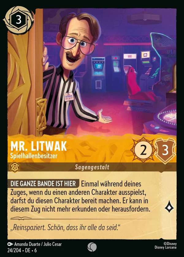Mr. Litwak - Spielhallenbesitzer — Disney Lorcana Charakter card from Azurite Sea