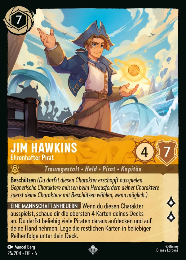 Jim Hawkins - Ehrenhafter Pirat — Disney Lorcana Charakter card from Azurite Sea