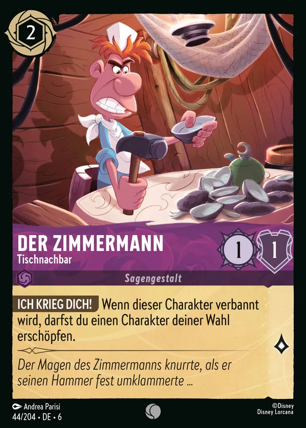 Der Zimmermann - Tischnachbar — Disney Lorcana Charakter card from Azurite Sea