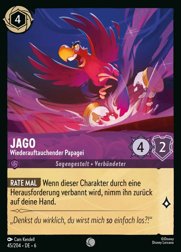 Jago - Wiederauftauchender Papagei — Disney Lorcana Charakter card from Azurite Sea
