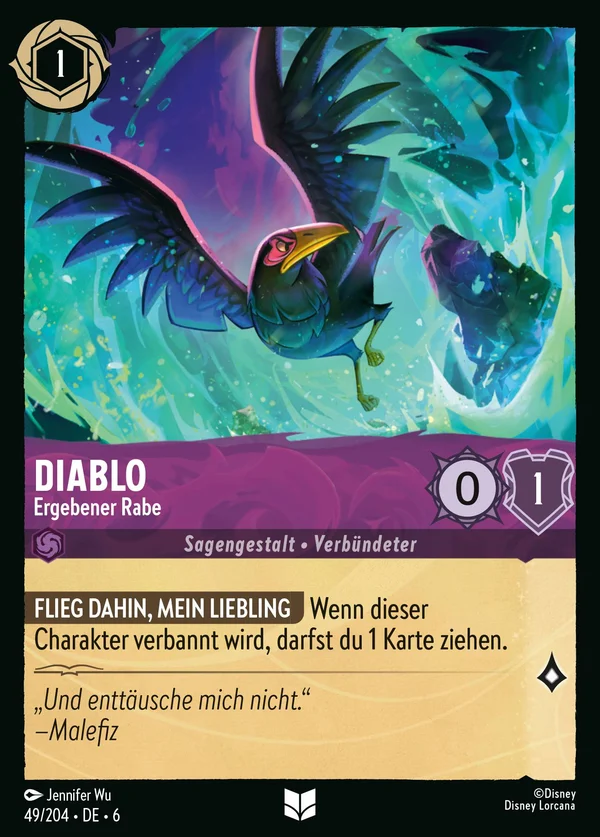 Diablo - Ergebener Rabe — Disney Lorcana Charakter card from Azurite Sea