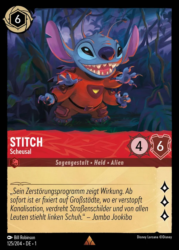 Stitch - Scheusal — Disney Lorcana Charakter card from The First Chapter