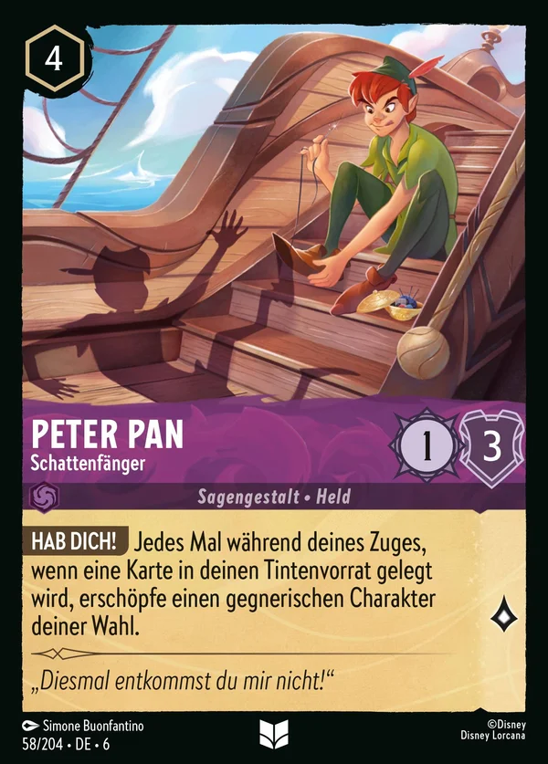 Peter Pan - Schattenfänger — Disney Lorcana Charakter card from Azurite Sea