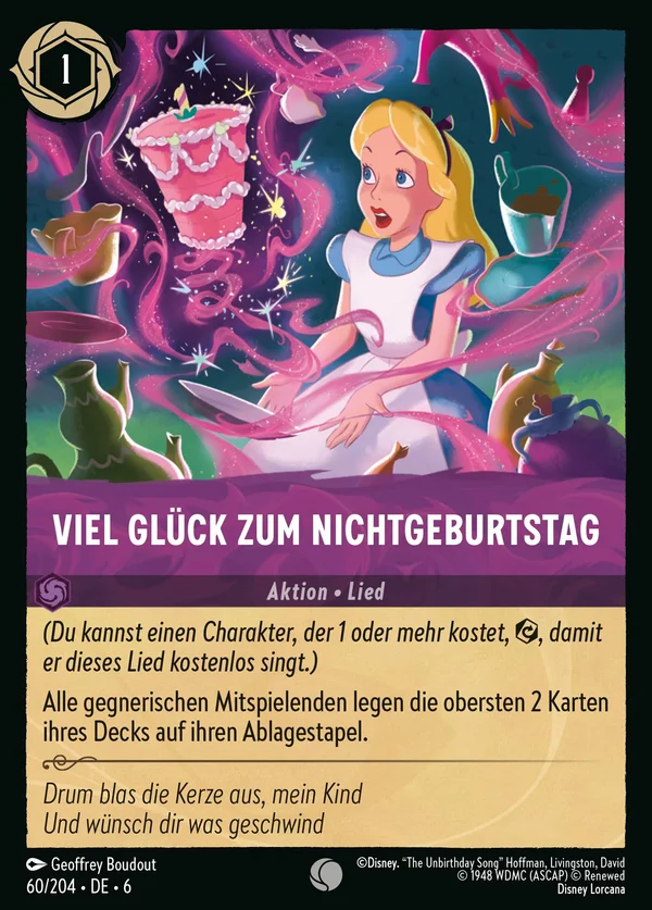 Viel Glück zum Nichtgeburtstag — Disney Lorcana Aktion card from Azurite Sea