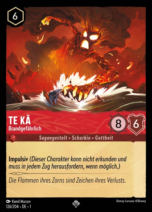 Te Kā - Brandgefährlich — Disney Lorcana Charakter card from The First Chapter