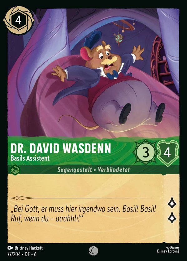 Dr. David Wasdenn - Basils Assistent — Disney Lorcana Charakter card from Azurite Sea