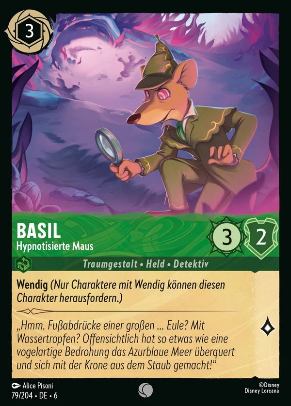 Basil - Hypnotisierte Maus — Disney Lorcana Charakter card from Azurite Sea