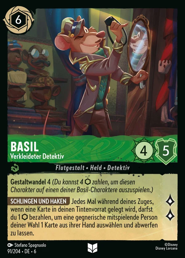 Basil - Verkleideter Detektiv — Disney Lorcana Charakter card from Azurite Sea