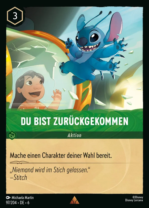 Du bist zurückgekommen — Disney Lorcana Aktion card from Azurite Sea