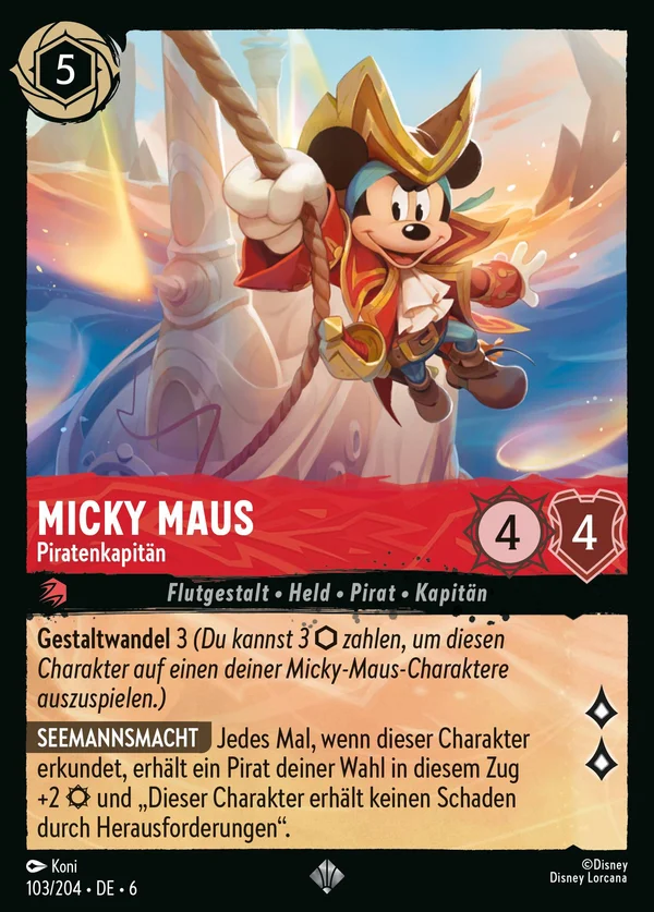 Micky Maus - Piratenkapitän — Disney Lorcana Charakter card from Azurite Sea