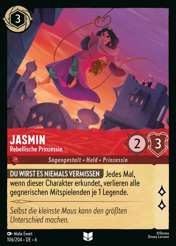 Jasmin - Rebellische Prinzessin — Disney Lorcana Charakter card from Azurite Sea
