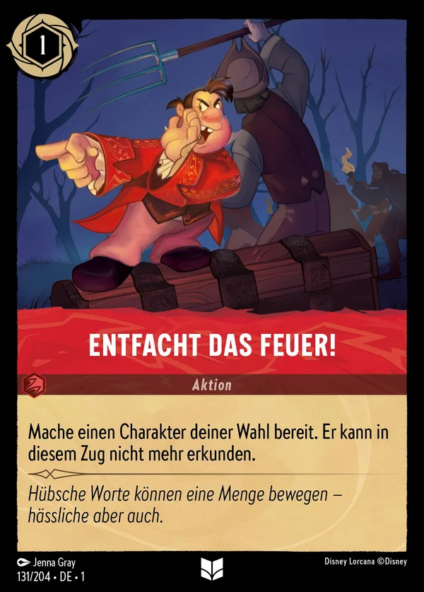 Entfacht das Feuer! — Disney Lorcana Aktion card from The First Chapter