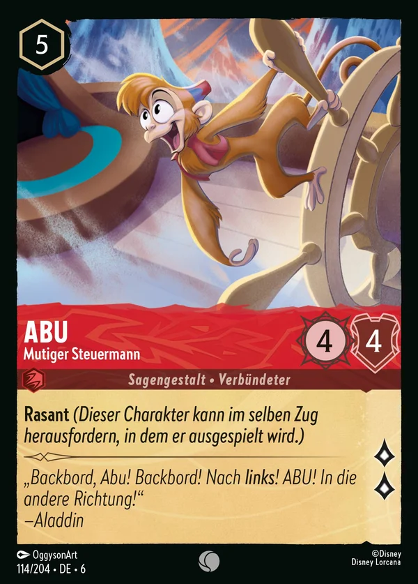 Abu - Mutiger Steuermann — Disney Lorcana Charakter card from Azurite Sea