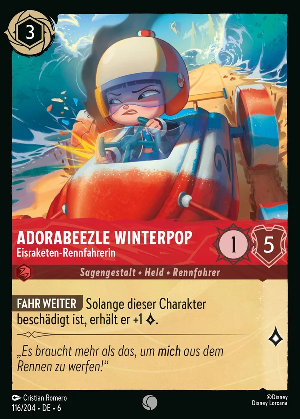 Adorabeezle Winterpop - Eisraketen-Rennfahrerin — Disney Lorcana Charakter card from Azurite Sea