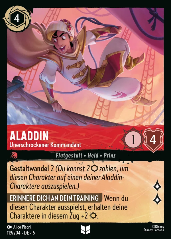 Aladdin - Unerschrockener Kommandant — Disney Lorcana Charakter card from Azurite Sea
