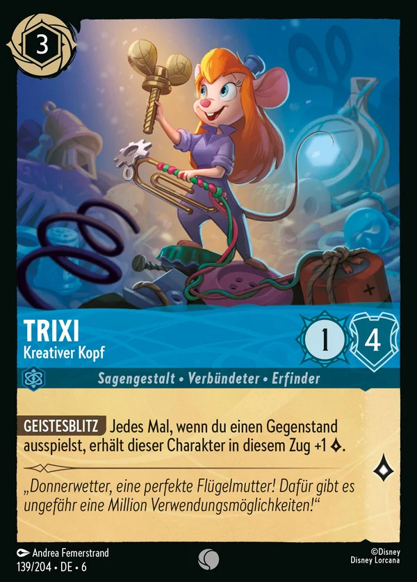Trixi - Kreativer Kopf — Disney Lorcana Charakter card from Azurite Sea