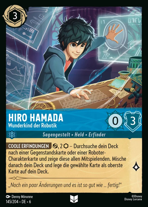 Hiro Hamada - Wunderkind der Robotik — Disney Lorcana Charakter card from Azurite Sea