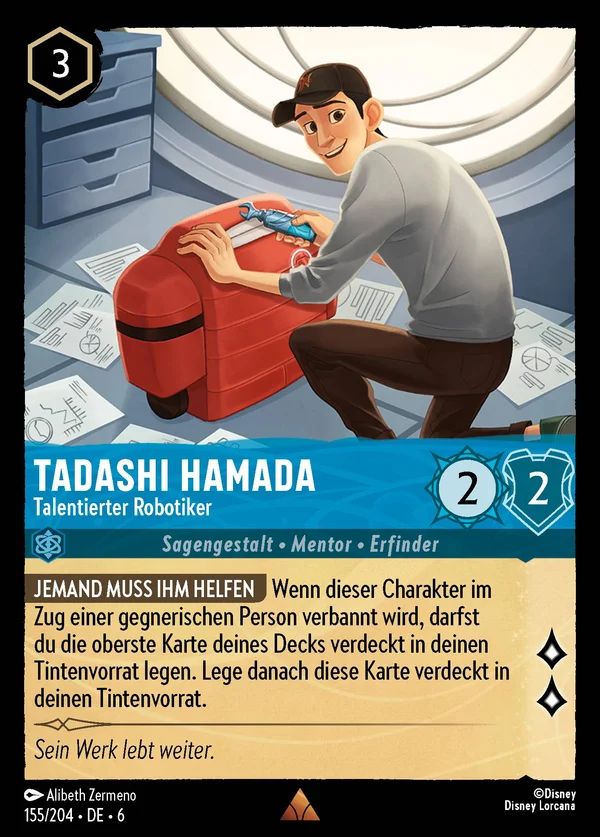 Tadashi Hamada - Talentierter Robotiker — Disney Lorcana Charakter card from Azurite Sea