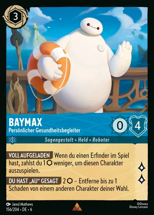 Baymax - Persönlicher Gesundheitsbegleiter — Disney Lorcana Charakter card from Azurite Sea