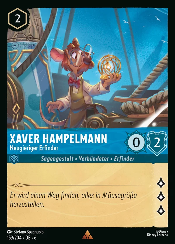 Xaver Hampelmann - Neugieriger Erfinder — Disney Lorcana Charakter card from Azurite Sea