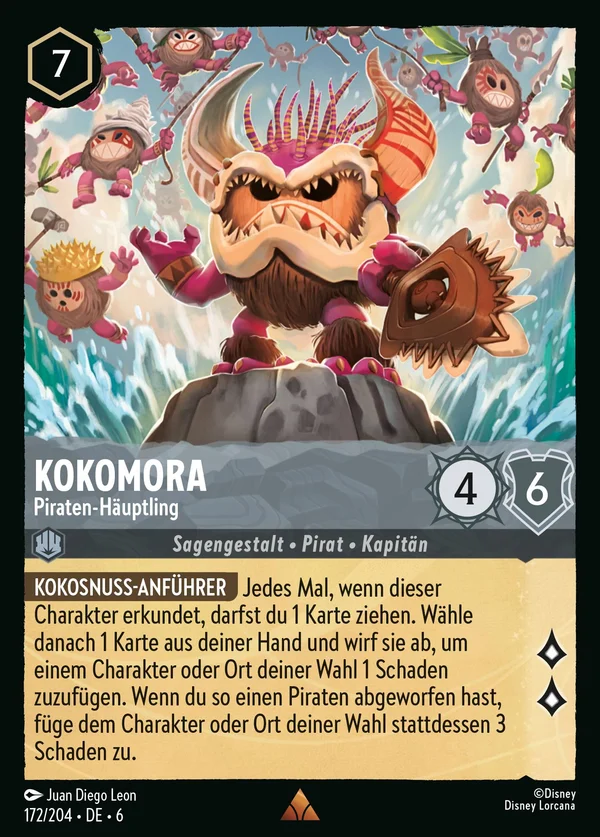Kokomora - Piraten-Häuptling — Disney Lorcana Charakter card from Azurite Sea