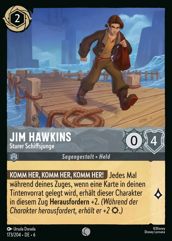 Jim Hawkins - Sturer Schiffsjunge — Disney Lorcana Charakter card from Azurite Sea
