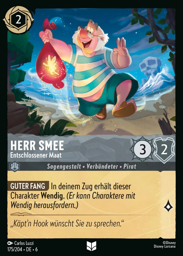Herr Smee - Entschlossener Maat — Disney Lorcana Charakter card from Azurite Sea