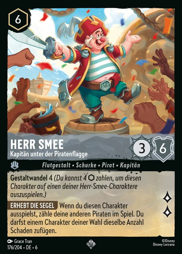 Herr Smee - Kapitän unter der Piratenflagge — Disney Lorcana Charakter card from Azurite Sea