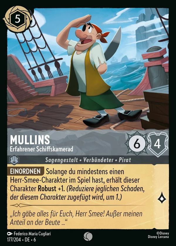 Mullins - Erfahrener Schiffskamerad — Disney Lorcana Charakter card from Azurite Sea