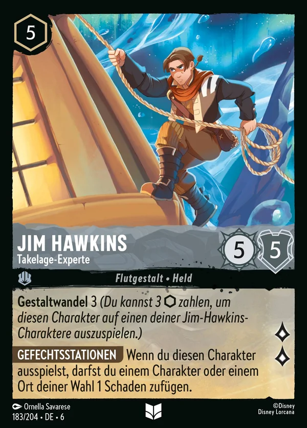 Jim Hawkins - Takelage-Experte — Disney Lorcana Charakter card from Azurite Sea