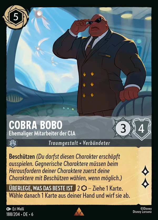 Cobra Bobo - Ehemaliger Mitarbeiter der CIA — Disney Lorcana Charakter card from Azurite Sea