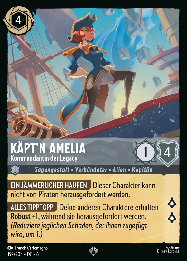 Käpt'n Amelia - Kommandantin der Legacy — Disney Lorcana Charakter card from Azurite Sea