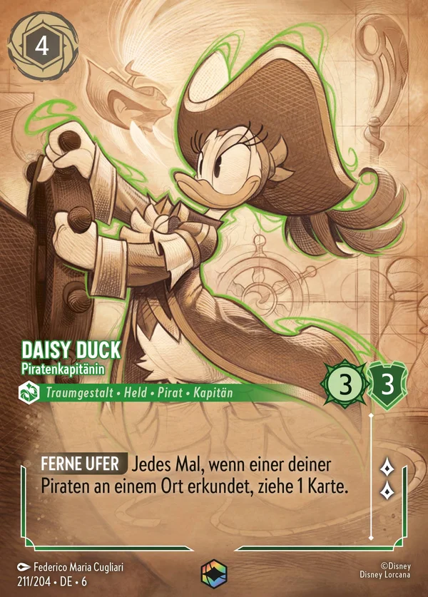 Daisy Duck - Piratenkapitänin — Disney Lorcana Charakter card from Azurite Sea