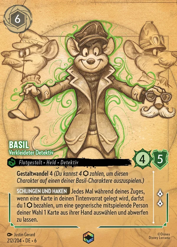 Basil - Verkleideter Detektiv — Disney Lorcana Charakter card from Azurite Sea