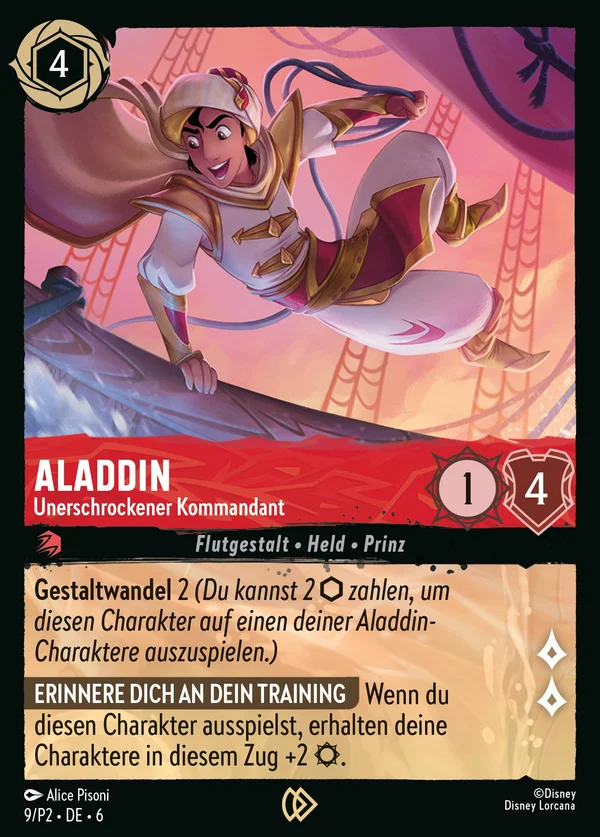 Aladdin - Unerschrockener Kommandant — Disney Lorcana Charakter card from Azurite Sea