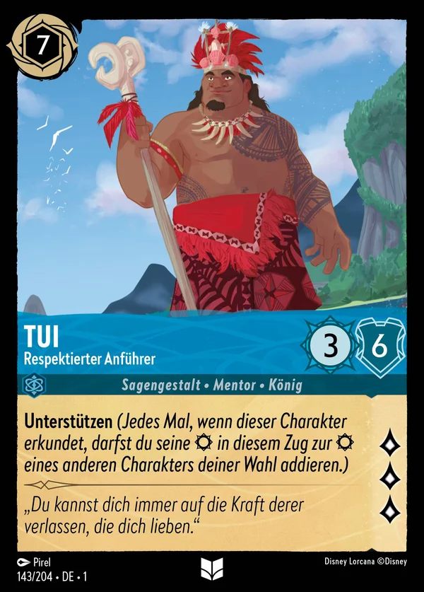 Tui - Respektierter Anführer — Disney Lorcana Charakter card from The First Chapter