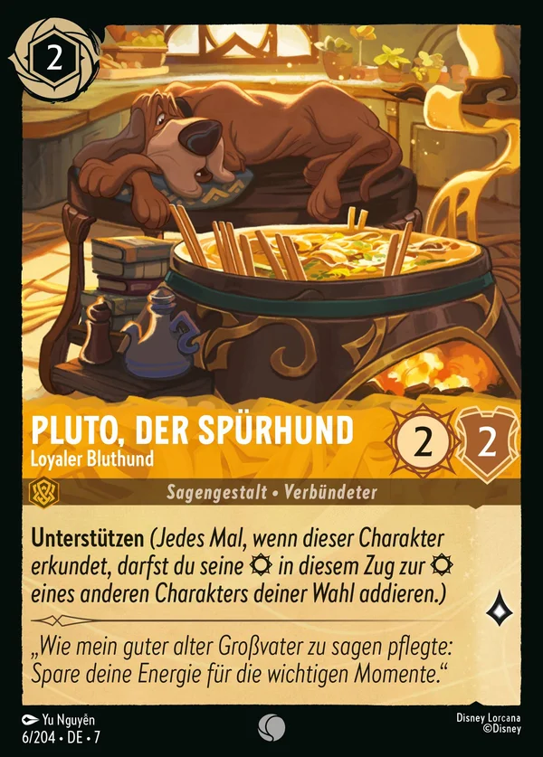 Pluto, der Spürhund - Loyaler Bluthund — Disney Lorcana Charakter card from Archazia's Island