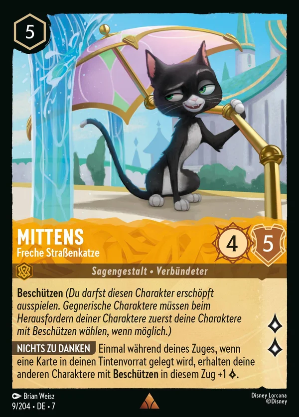 Mittens - Freche Straßenkatze — Disney Lorcana Charakter card from Archazia's Island