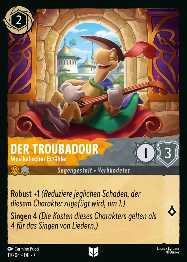 Der Troubadour - Musikalischer Erzähler — Disney Lorcana Charakter card from Archazia's Island