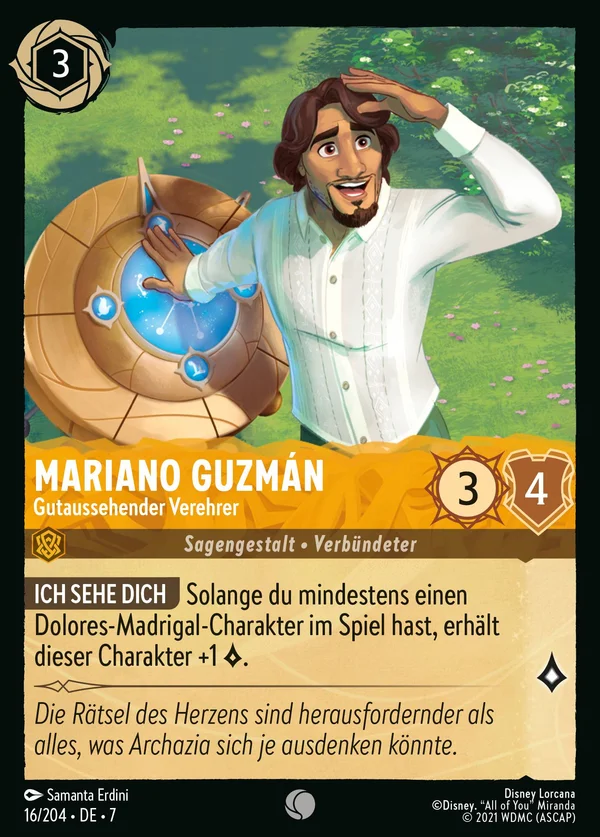Mariano Guzmán - Gutaussehender Verehrer — Disney Lorcana Charakter card from Archazia's Island