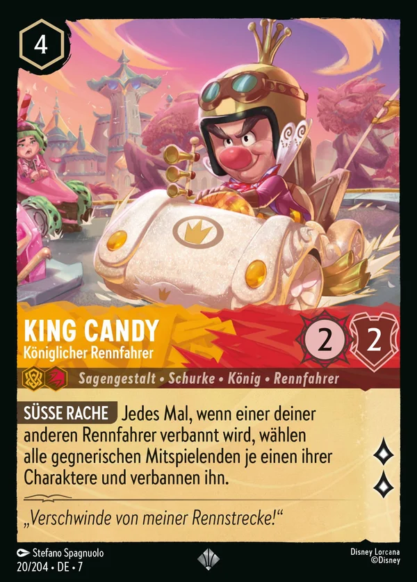 King Candy - Königlicher Rennfahrer — Disney Lorcana Charakter card from Archazia's Island