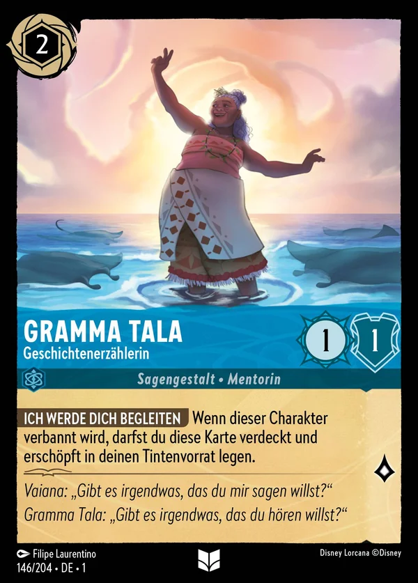 Gramma Tala - Geschichtenerzählerin — Disney Lorcana Charakter card from The First Chapter