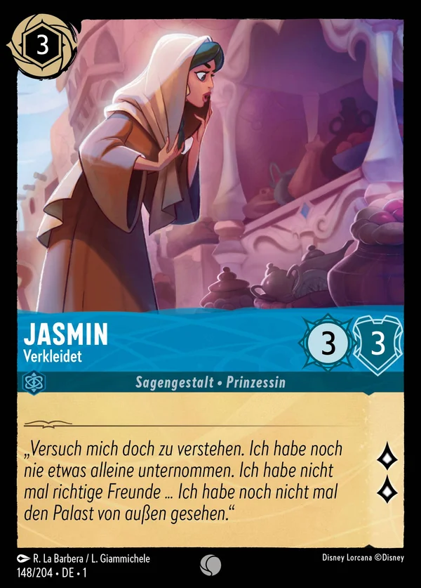 Jasmin - Verkleidet — Disney Lorcana Charakter card from The First Chapter