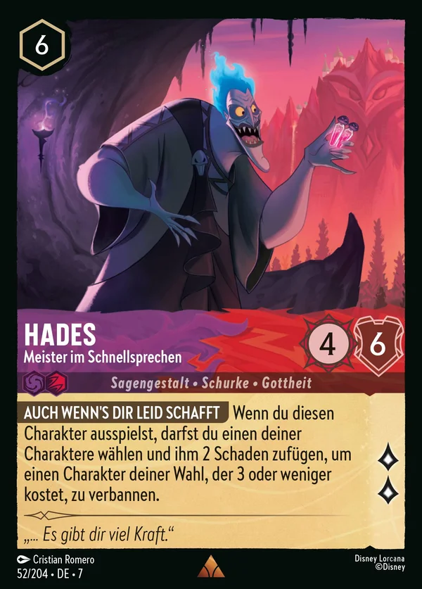 Hades - Meister im Schnellsprechen — Disney Lorcana Charakter card from Archazia's Island