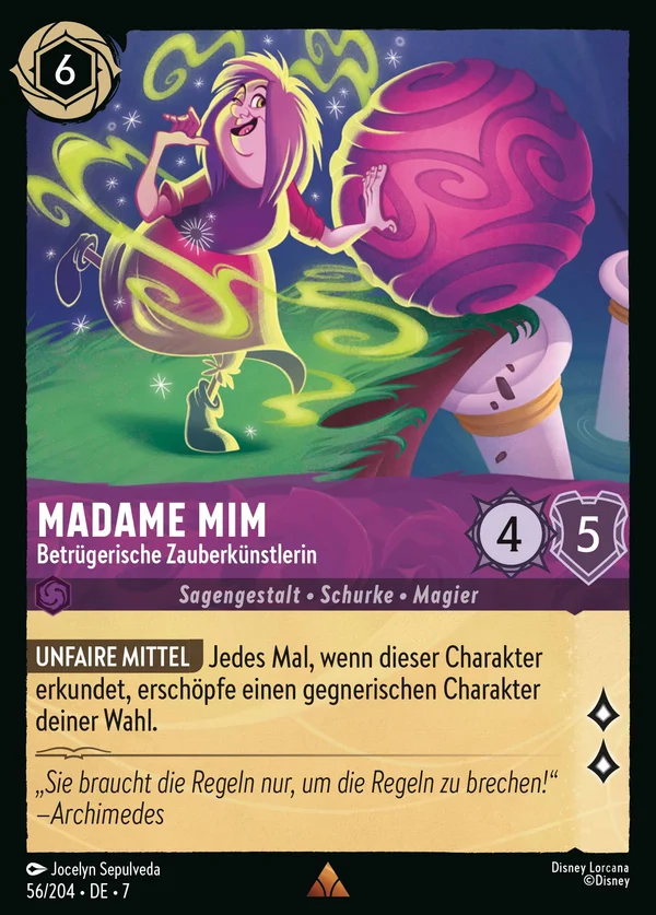Madame Mim - Betrügerische Zauberkünstlerin — Disney Lorcana Charakter card from Archazia's Island