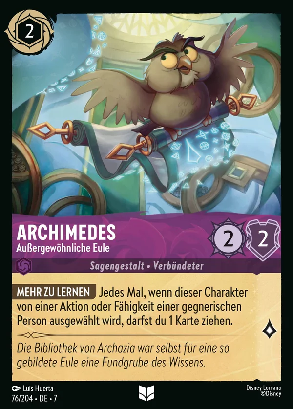 Archimedes - Außergewöhnliche Eule — Disney Lorcana Charakter card from Archazia's Island