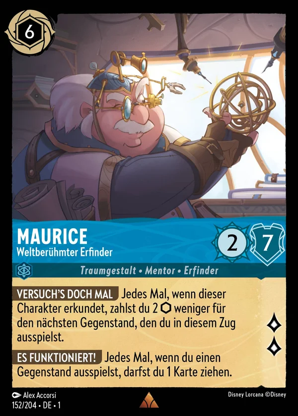 Maurice - Weltberühmter Erfinder — Disney Lorcana Charakter card from The First Chapter