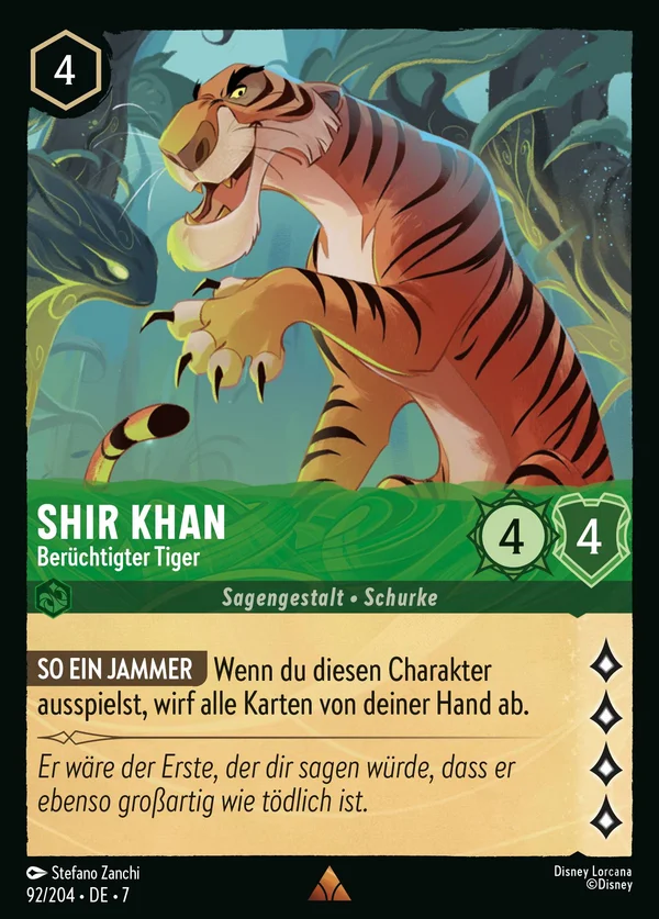 Shir Khan - Berüchtigter Tiger — Disney Lorcana Charakter card from Archazia's Island