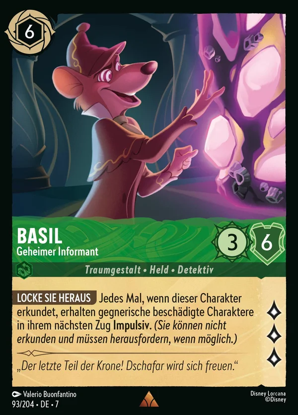 Basil - Geheimer Informant — Disney Lorcana Charakter card from Archazia's Island